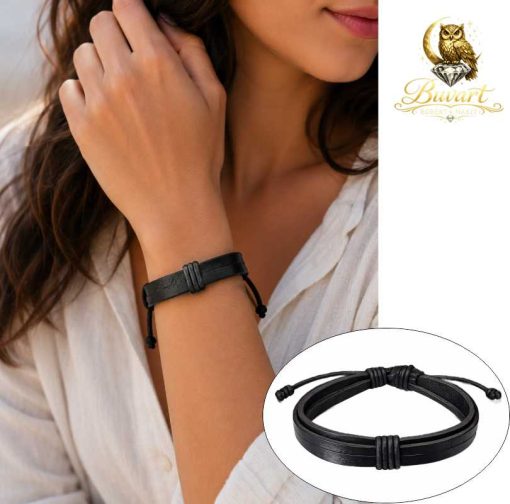Classic Black Double Leather Bracelet