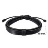 Classic Black Double Leather Bracelet detailed