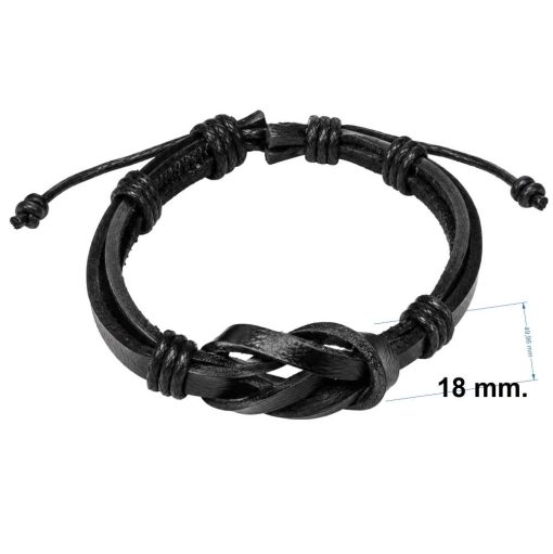 Black Leather Knot Bracelet detailed