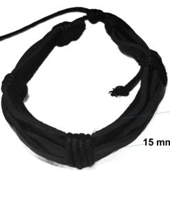 Black Leather Cord Bracelet detailed