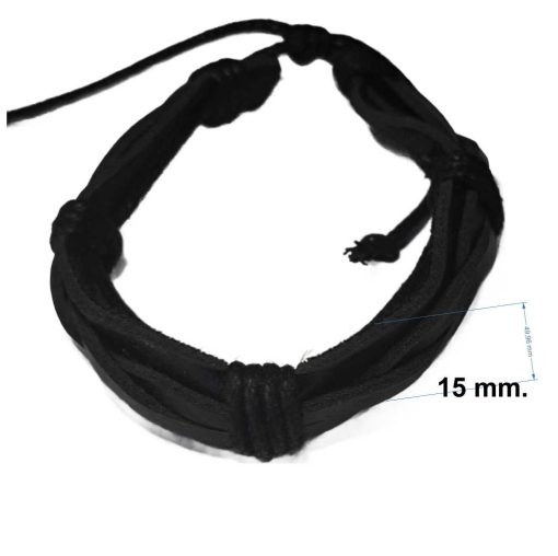 Black Leather Cord Bracelet detailed