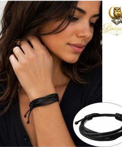 Black Multi-Strand Leather Bracelet