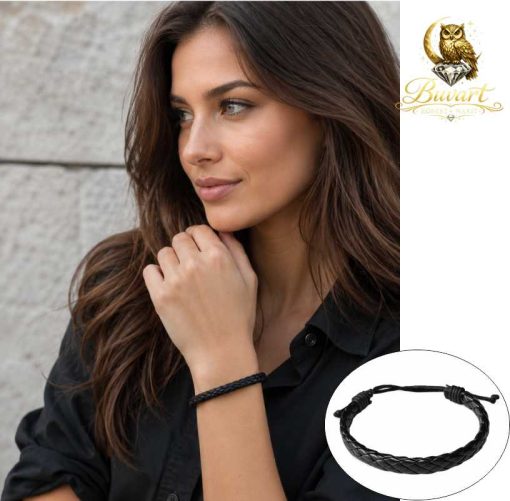Black Braided Leather
