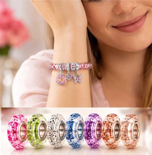 Retro Style Glitter Spacer Bead Set