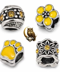 Vintage Style Yellow Crystal Charm Bead detailed