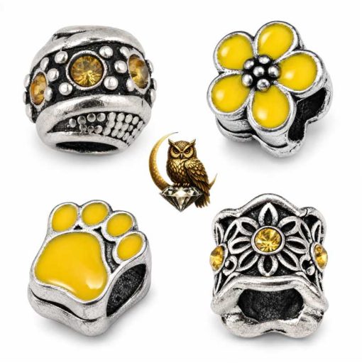 Vintage Style Yellow Crystal Charm Bead detailed