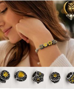Vintage Style Yellow Crystal Charm Bead