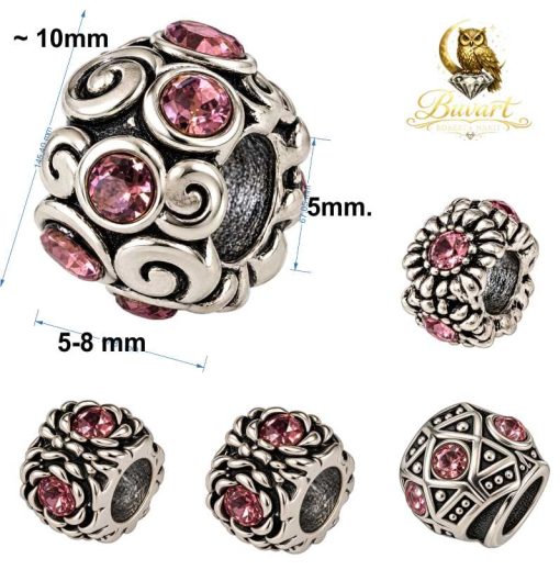 Retro Charms with Pink Zircons details