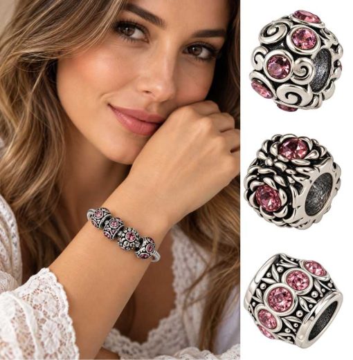 Retro Charms with Pink Zircons